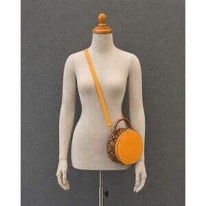 Crossbody Bag Round Circle Yellow Snake Print Faux Leather Mini Purse